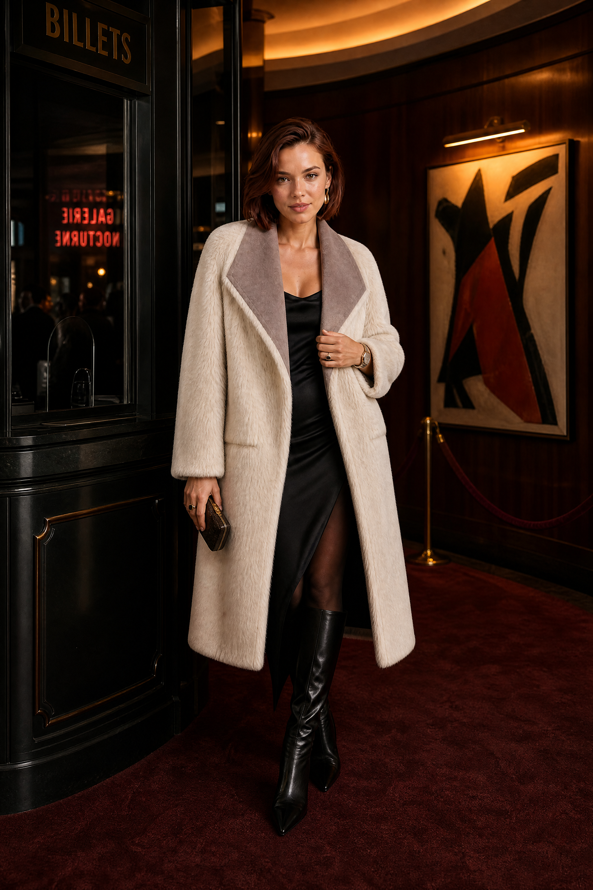 Manteau long réversible col duveteux | Deuxième photo lifestyle | Lounelle Paris