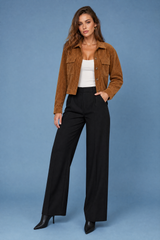 Brown Corduroy Cropped Jacket