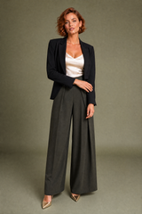 Black Pleated Wide-Leg Pants