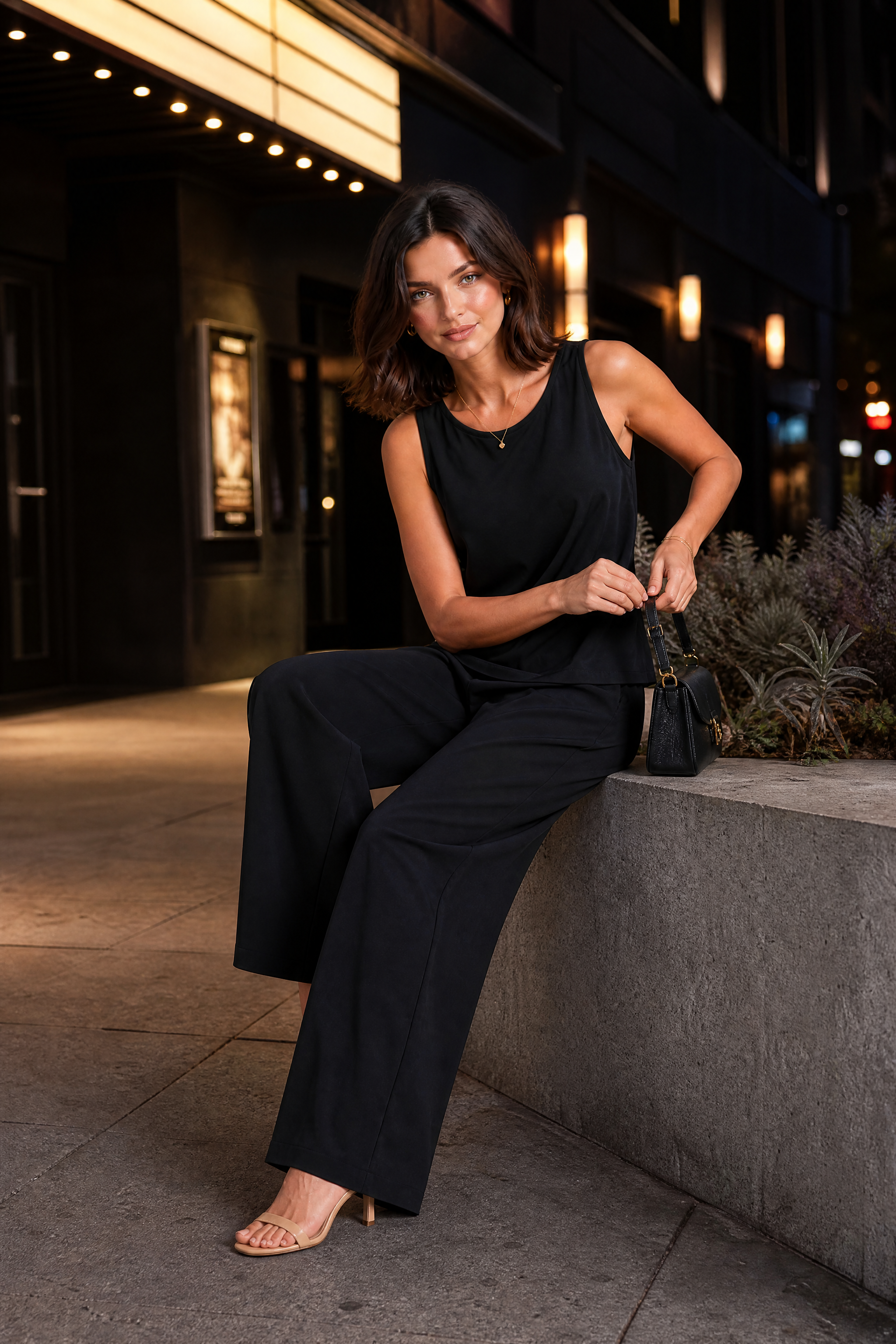 Ensemble fluide pantalon large | Variante Noir - Lifestyle | Lounelle Paris