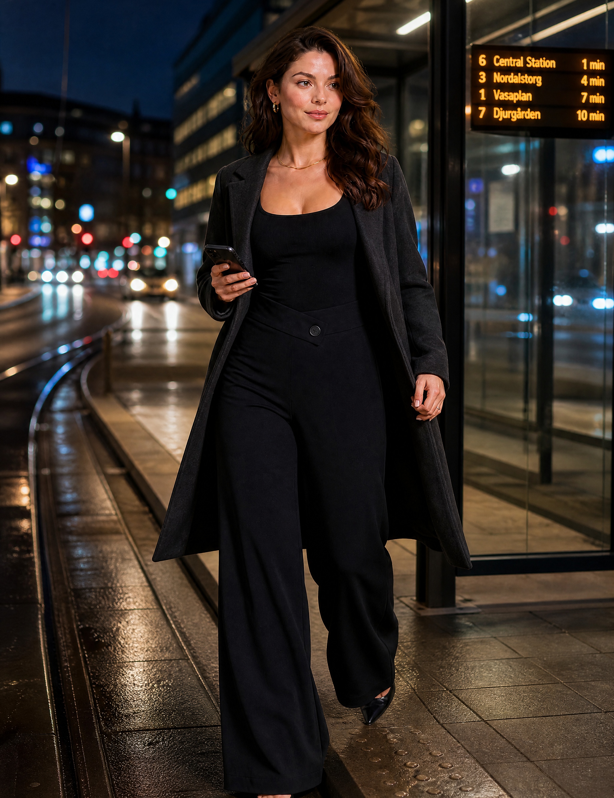 Pantalon fluide taille haute ceinture croisée | Variante Noir - Lifestyle | Lounelle Paris