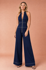 Sleeveless High-Neck Jumpsuit