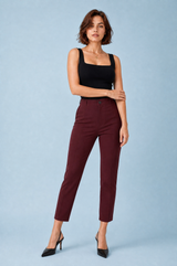 High-Waisted Straight-Leg Ankle Pants