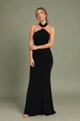 Fitted Halter-Neck Maxi Dress