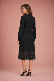 Robe chemise noire à dentelle | Vue de dos | Lounelle Paris