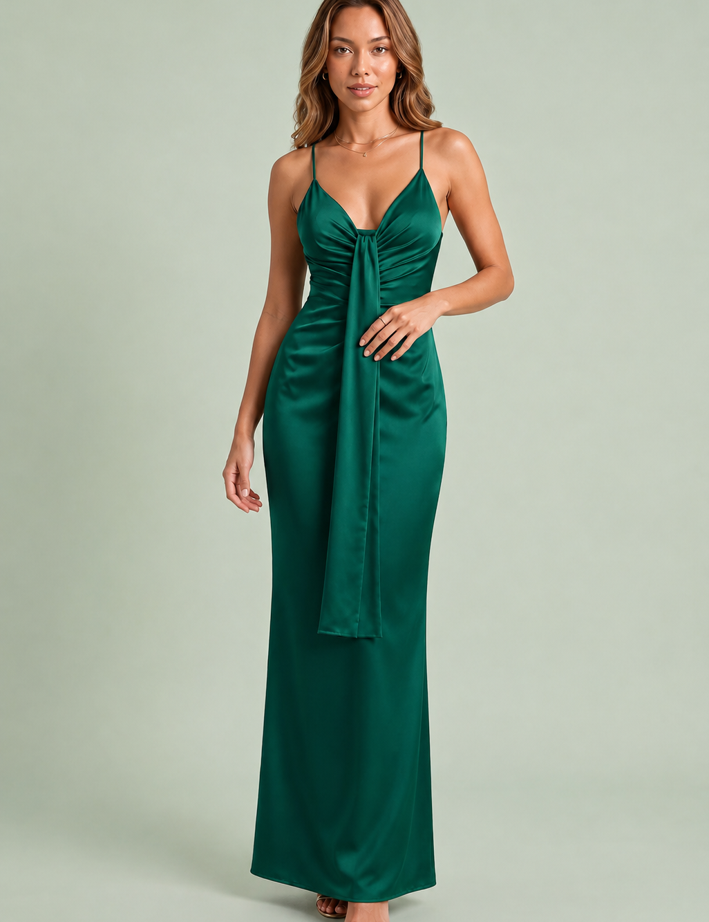 Draped V-Neck Maxi Dress