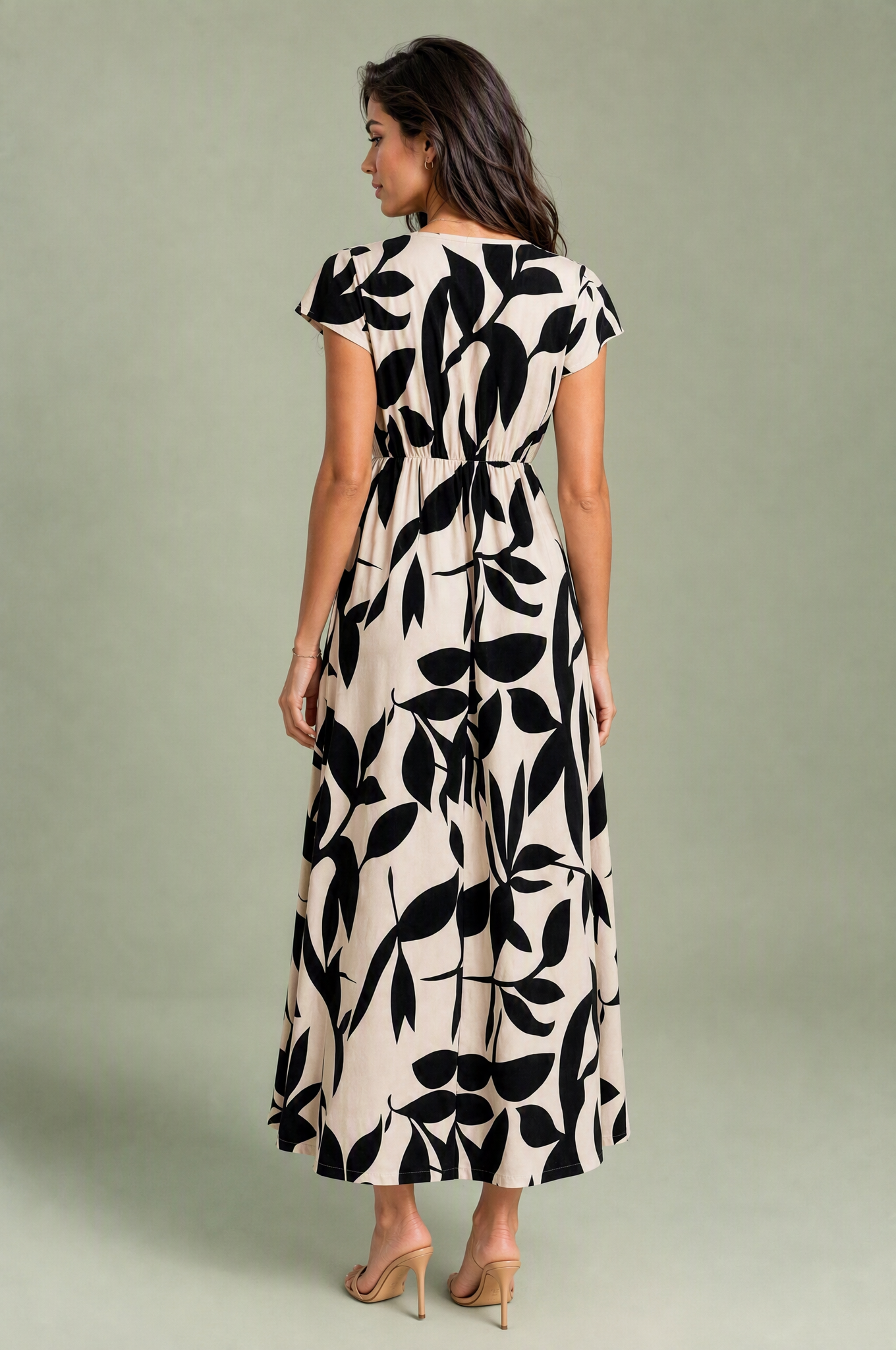 Robe longue imprimée col V | Vue de dos | Lounelle Paris