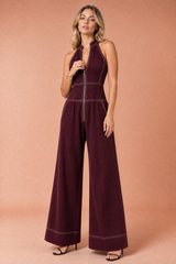 Sleeveless High-Neck Jumpsuit