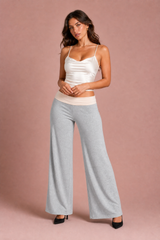 Brown low-rise wide-leg pants