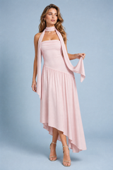 Asymmetric Strapless Maxi Dress