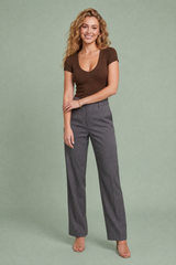Ribbed V-Neck Knit Top