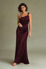 Burgundy Asymmetric Maxi Dress