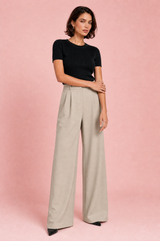 White High-Waisted Wide-Leg Pants