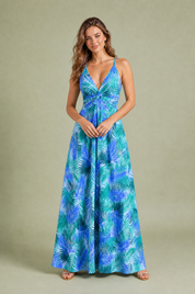Robe longue décolleté dos nu | Variante Bleu | Lounelle Paris