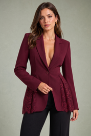 Blazer ajusté à dentelle | Vue rapprochée | Lounelle Paris
