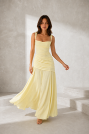 Draped Backless Maxi Dress