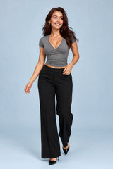 Ruched Crossover V-Neck Crop Top