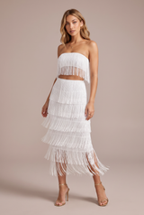 White fringe bandeau set