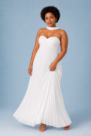 Robe longue plissée dos nu | Porté sur une autre silhouette | Lounelle Paris