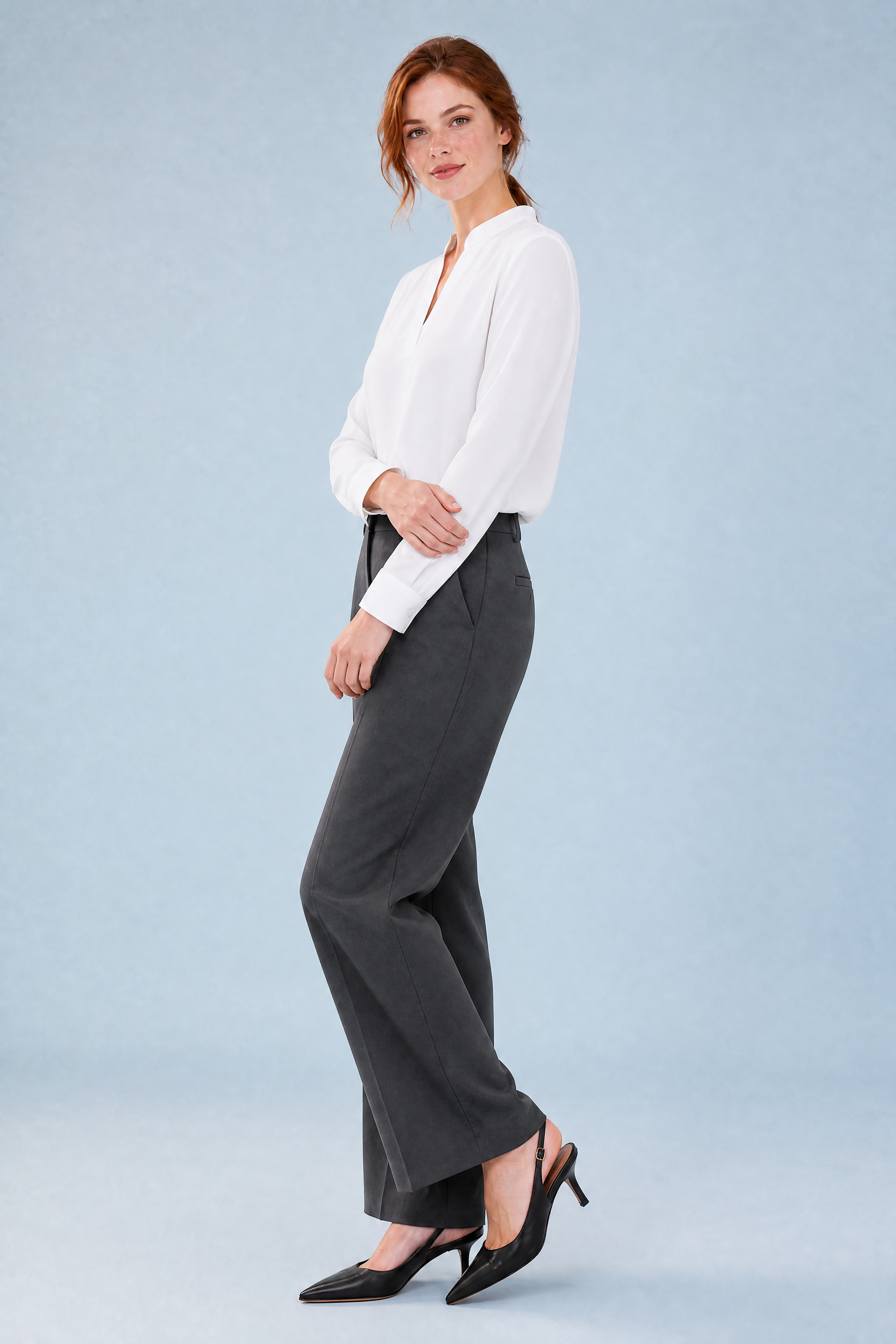 Blouse fluide col en V | Vue de profil | Lounelle Paris