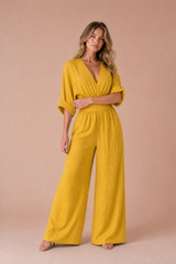 High-Waisted V-Neck Jumpsuit