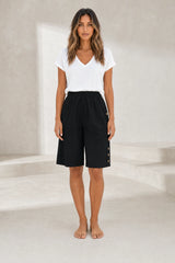 High-waist straight Bermuda shorts
