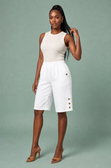 High-Waisted Straight-Leg Bermuda Shorts