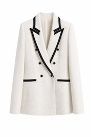 Blazer blanc tweed à contraste noir | Lounelle Paris