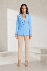Double-breasted mid-length blazer