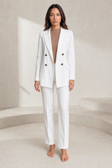 Double-breasted mid-length blazer
