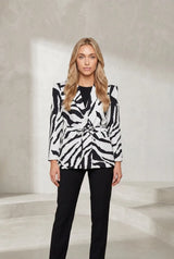 Belted Zebra Mid-Length Blazer