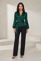 Satin Wrap Blouse