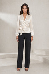 Satin Wrap Blouse