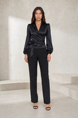 Satin Wrap Blouse