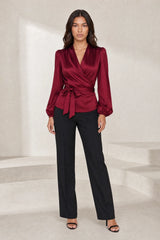 Satin Wrap Blouse