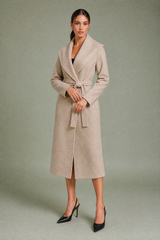 Belted Shawl-Collar Coat