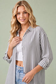 Chemise fluide à rayures verticales | Vue rapprochée | Lounelle Paris