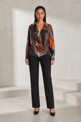 Printed Wrap-Effect Blouse