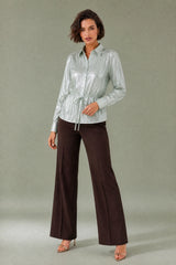 Metallic Tie-Waist Shirt