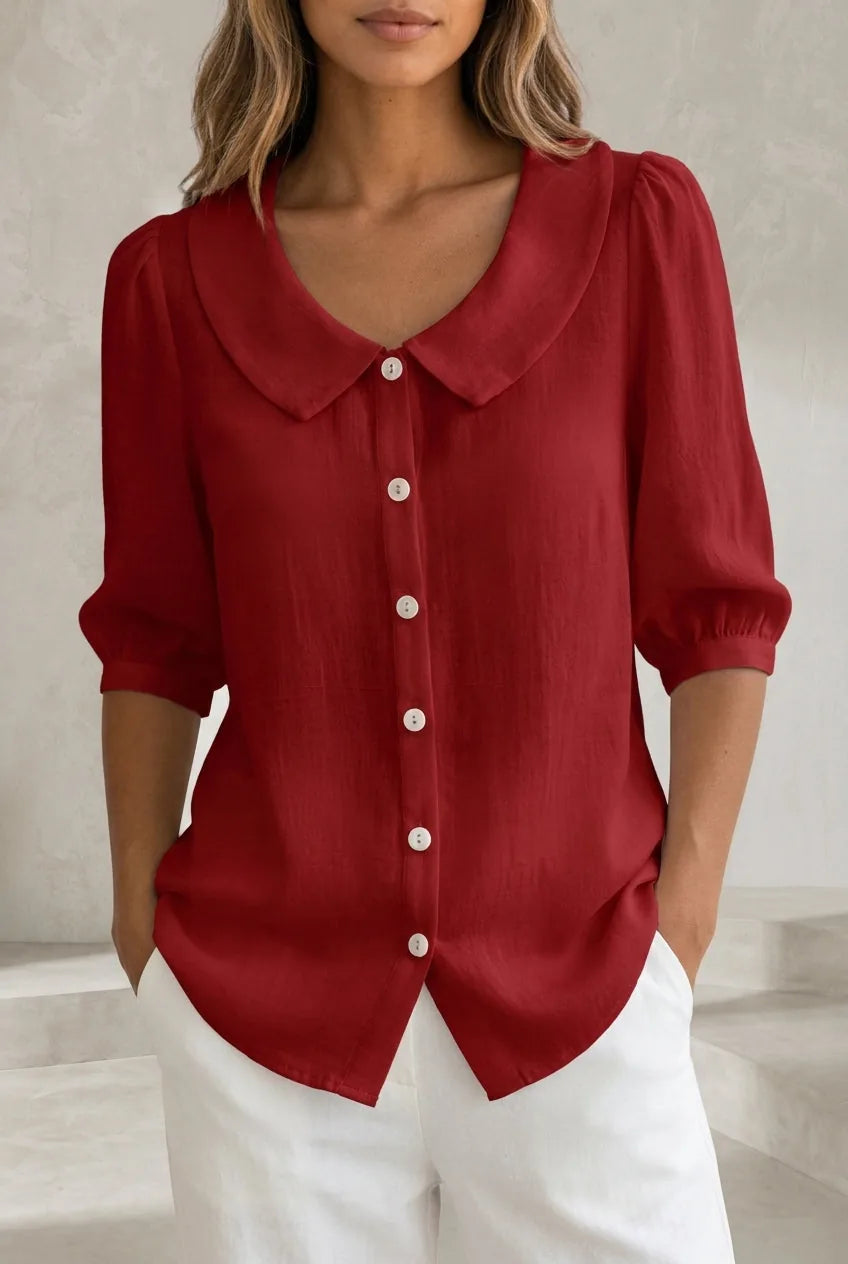 Chemisier col rond manches bouffantes | Lounelle Paris