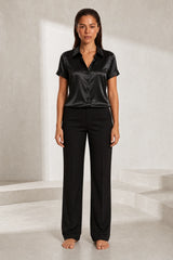 Satin short-sleeve blouse