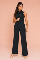 Sleeveless Bow-Detail Wide-Leg Jumpsuit