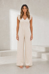 Apricot Ruffle Backless Jumpsuit