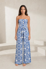 White High-Waist Bandeau Jumpsuit