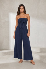 Navy Bandeau Backless Jumpsuit