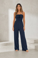 Navy Blue Knotted Bandeau Jumpsuit