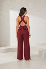 Combinaison bordeaux dos nu jambes larges | Lounelle Paris