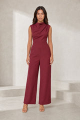Flowing Draped Collar Jumpsuit