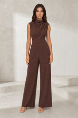 Flowing Draped Collar Jumpsuit