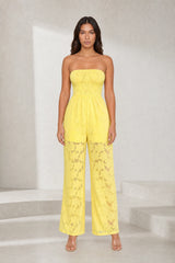Yellow Sheer Bandeau Jumpsuit